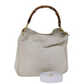 GUCCI Bamboo Shoulder Bag Leather 2way White 001 3444 1638 74231