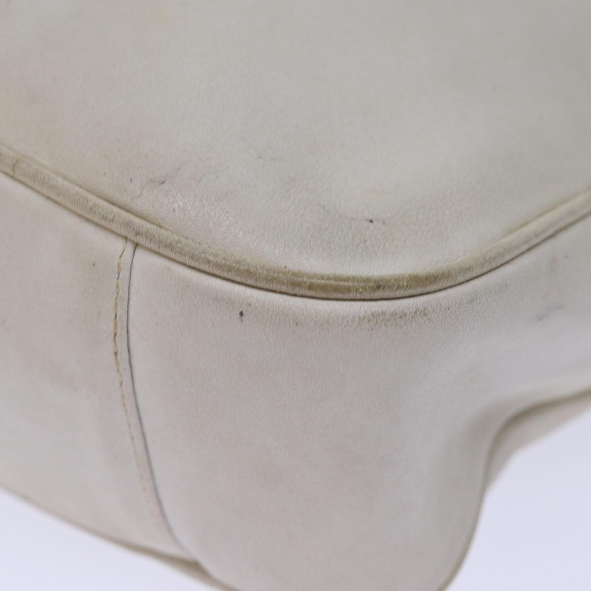 GUCCI Bamboo Shoulder Bag Leather 2way White 001 3444 1638 74231