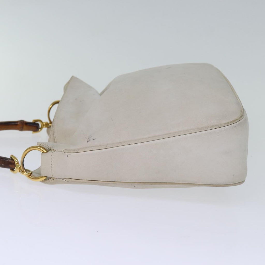 GUCCI Bamboo Shoulder Bag Leather 2way White 001 3444 1638 74231