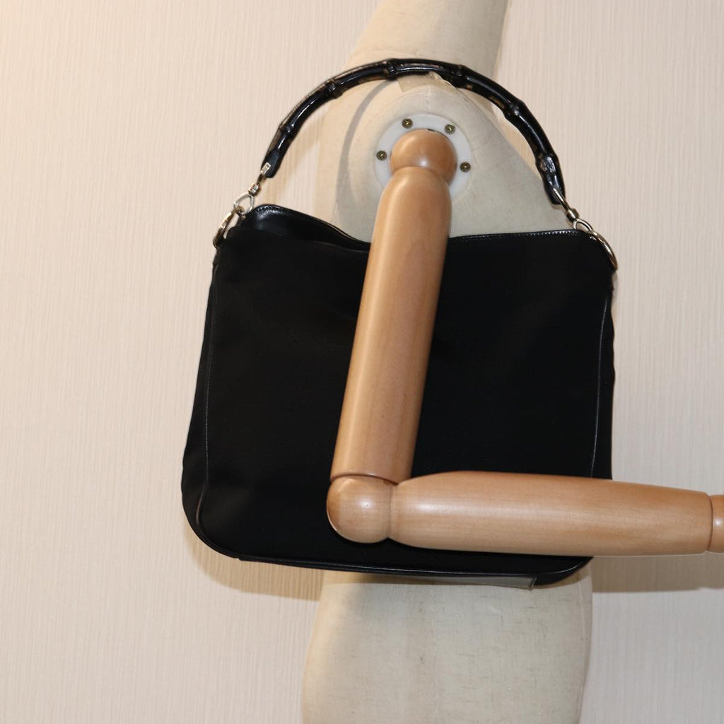 GUCCI Bamboo Hand Bag Nylon Black 001 1638 3444 74233