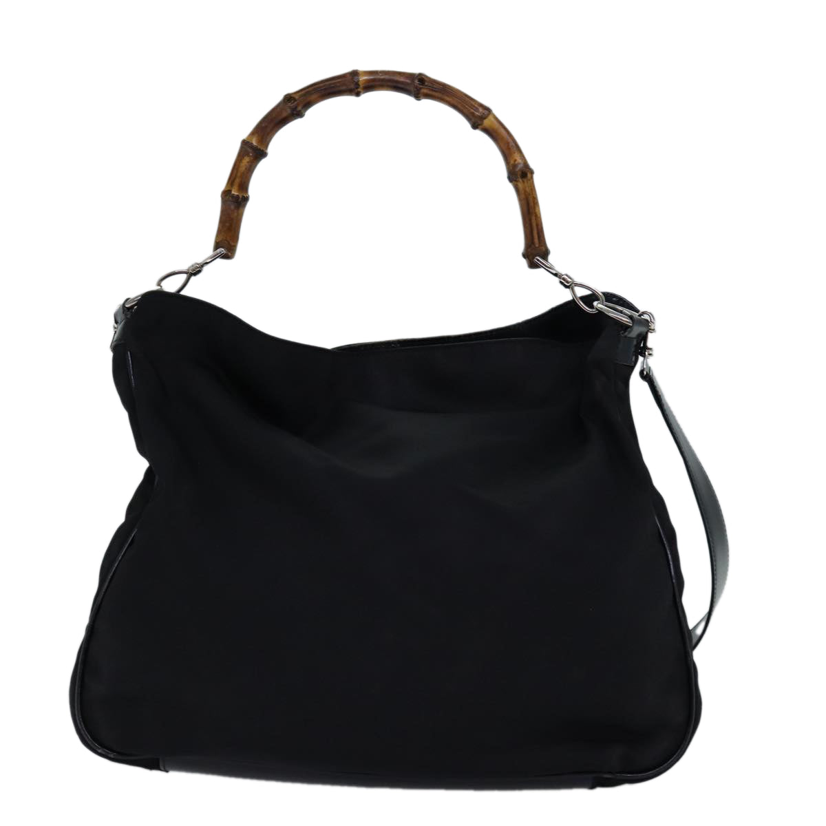 GUCCI Bamboo Hand Bag Nylon 2way Black 001 2058 1577 5 74234