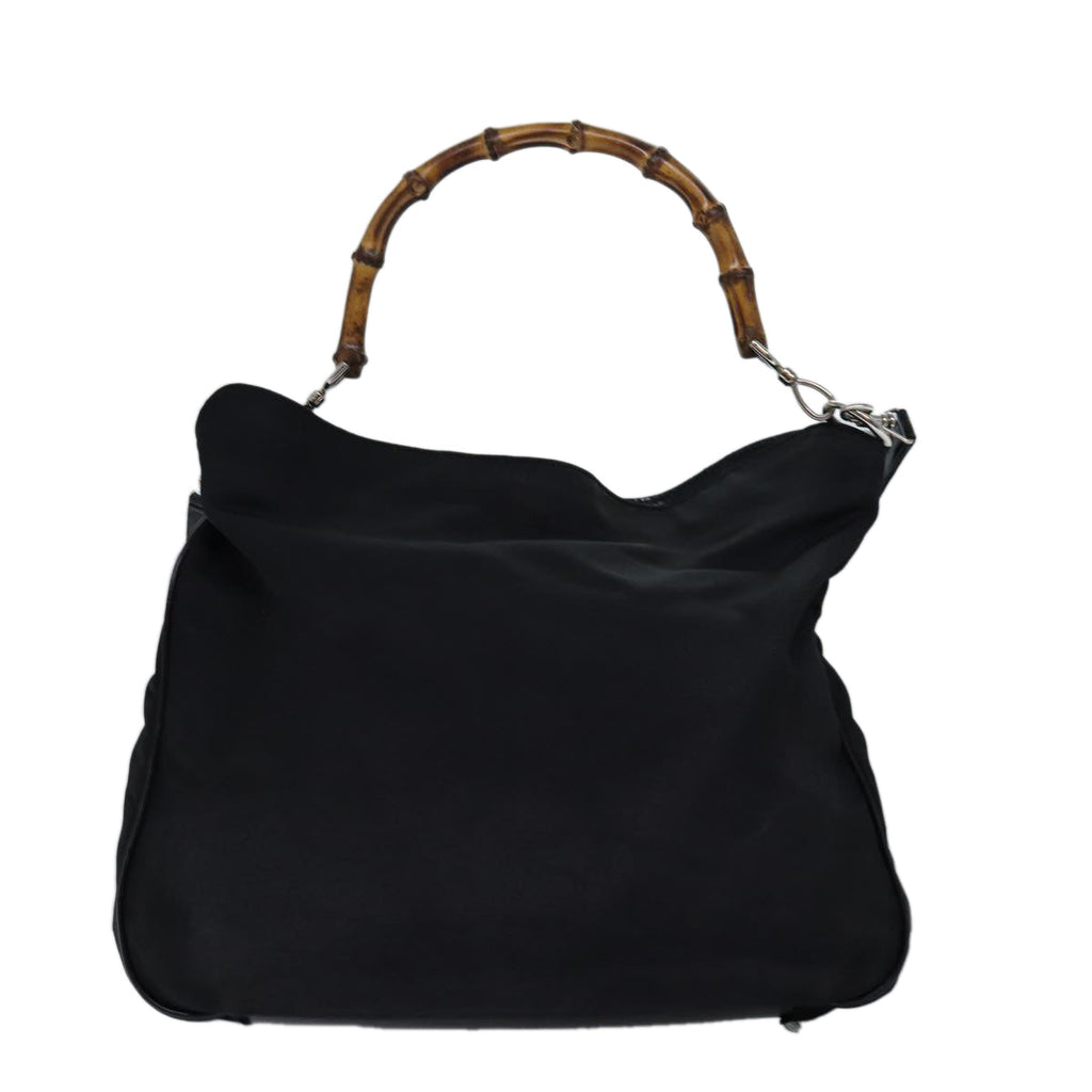 GUCCI Bamboo Hand Bag Nylon 2way Black 001 2058 1577 5 74234