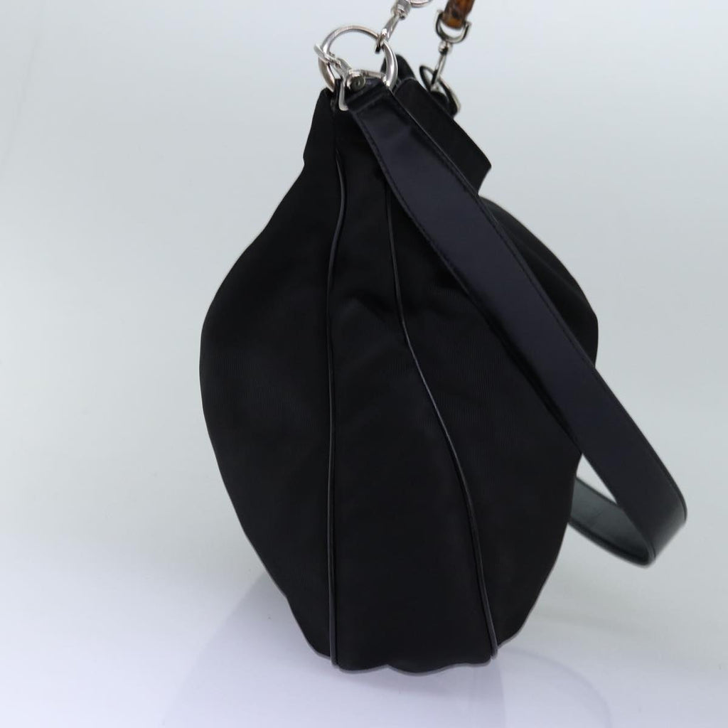 GUCCI Bamboo Hand Bag Nylon 2way Black 001 2058 1577 5 74234