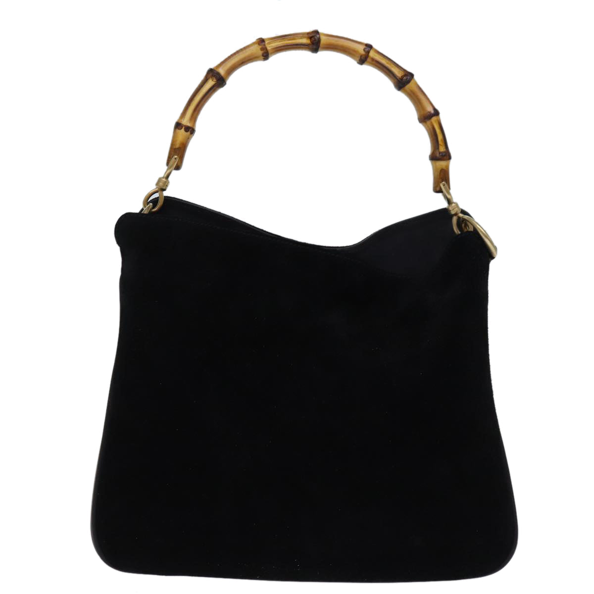 GUCCI Bamboo Shoulder Bag Suede 2way Black 001 1998 1638 74235