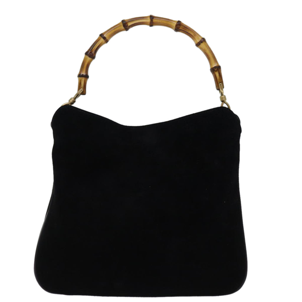 GUCCI Bamboo Shoulder Bag Suede 2way Black 001 1998 1638 74235