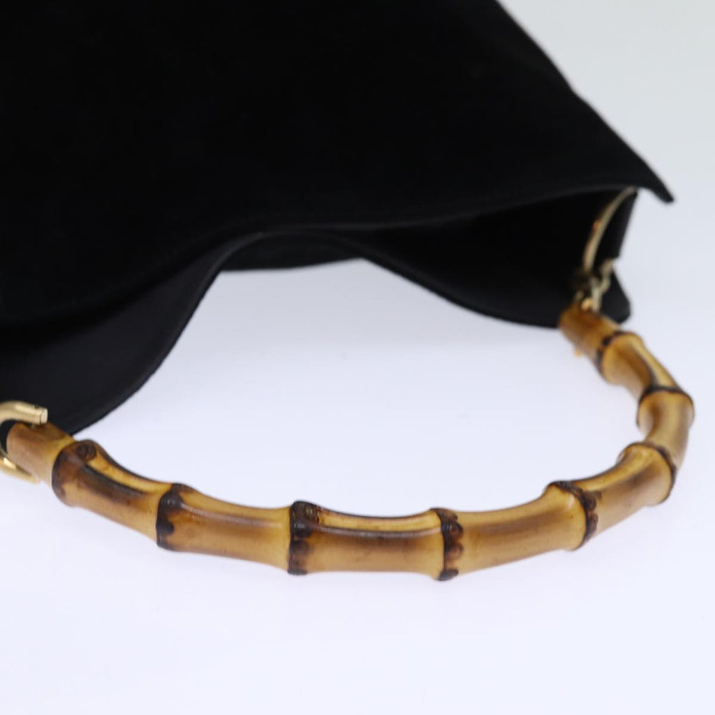 GUCCI Bamboo Shoulder Bag Suede 2way Black 001 1998 1638 74235