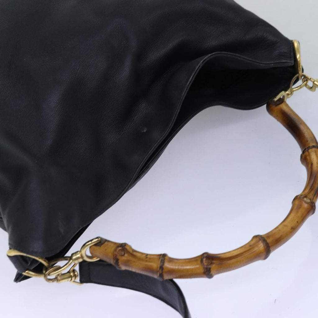 GUCCI Bamboo Shoulder Bag Leather 2way Black 001 123 1577 74262