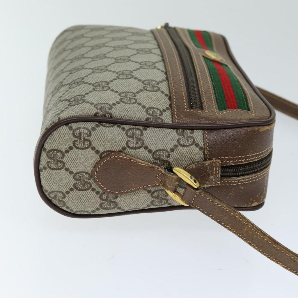GUCCI GG Supreme Web Sherry Line Shoulder Bag PVC Beige 56 02 087 74416