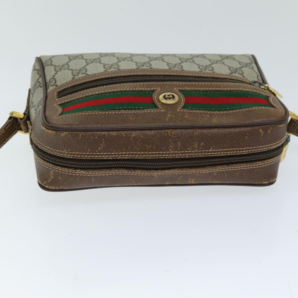 GUCCI GG Supreme Web Sherry Line Shoulder Bag PVC Beige 56 02 087 74416