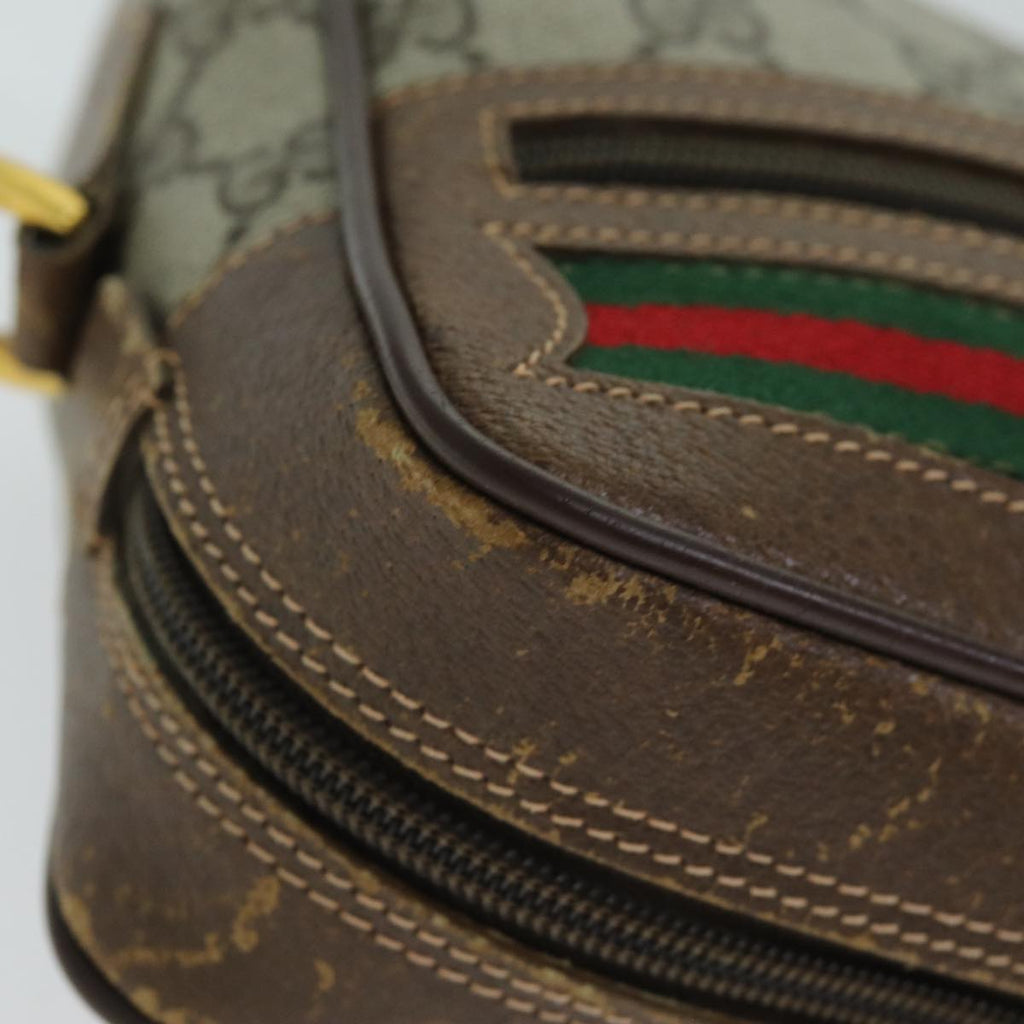 GUCCI GG Supreme Web Sherry Line Shoulder Bag PVC Beige 56 02 087 74416