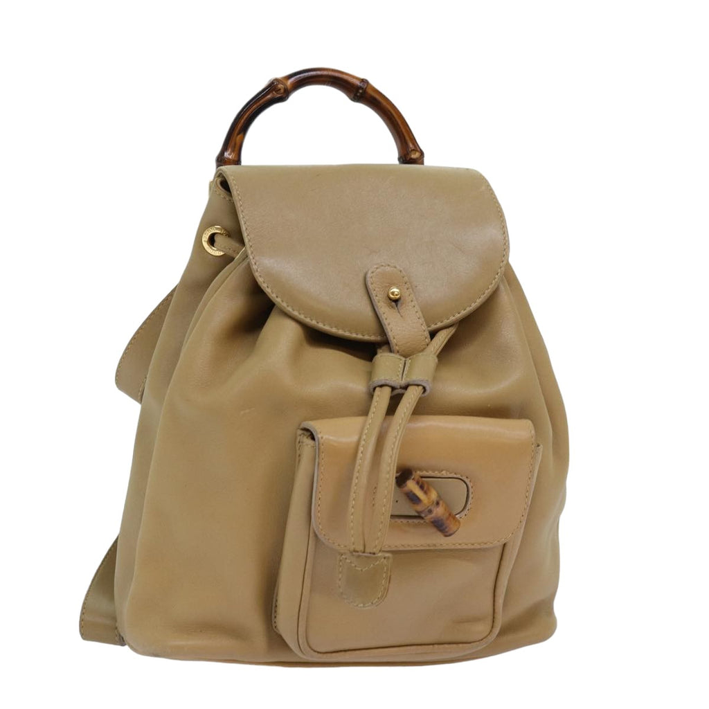 GUCCI Bamboo Backpack Leather Beige 003 2058 0030 74427