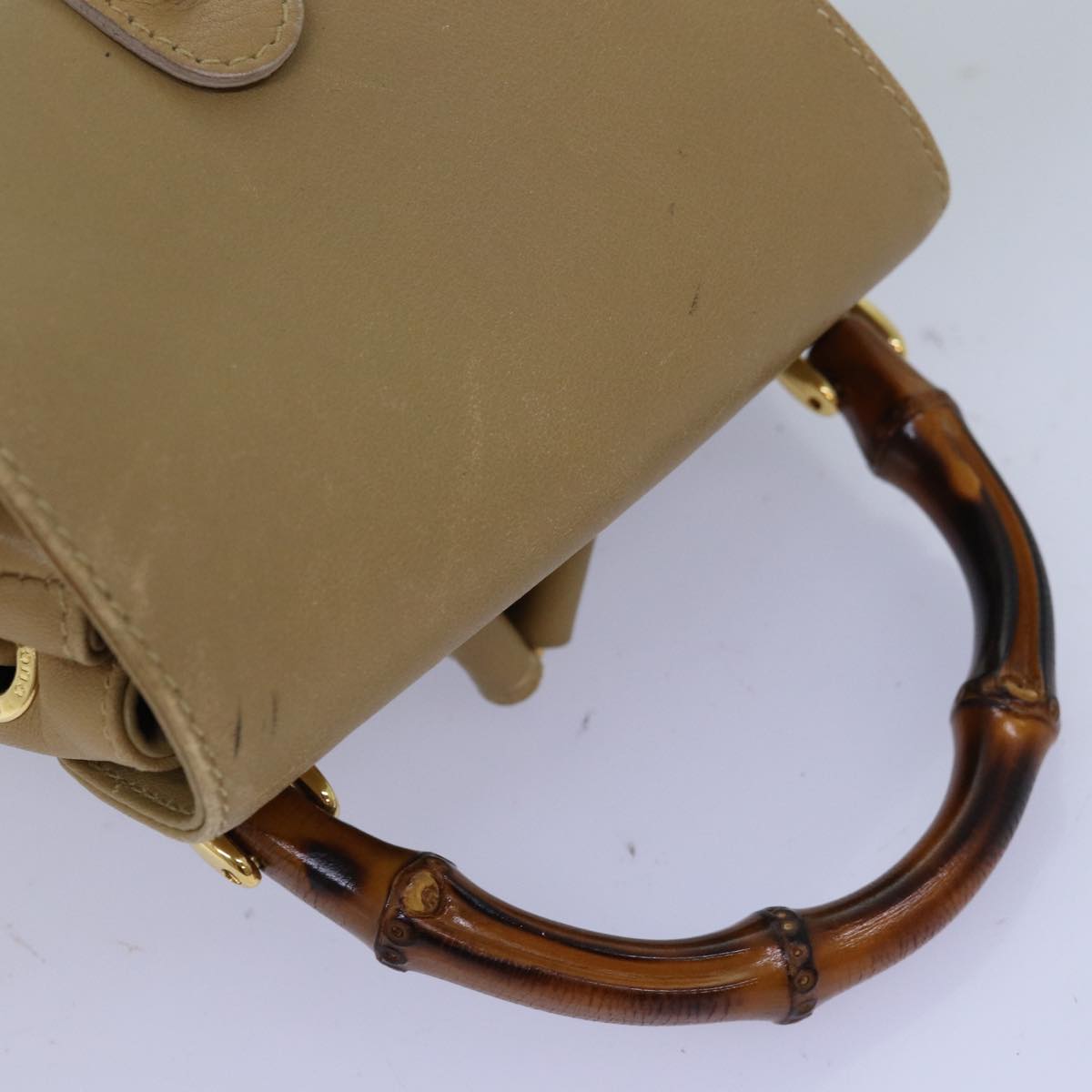 GUCCI Bamboo Backpack Leather Beige 003 2058 0030 74427