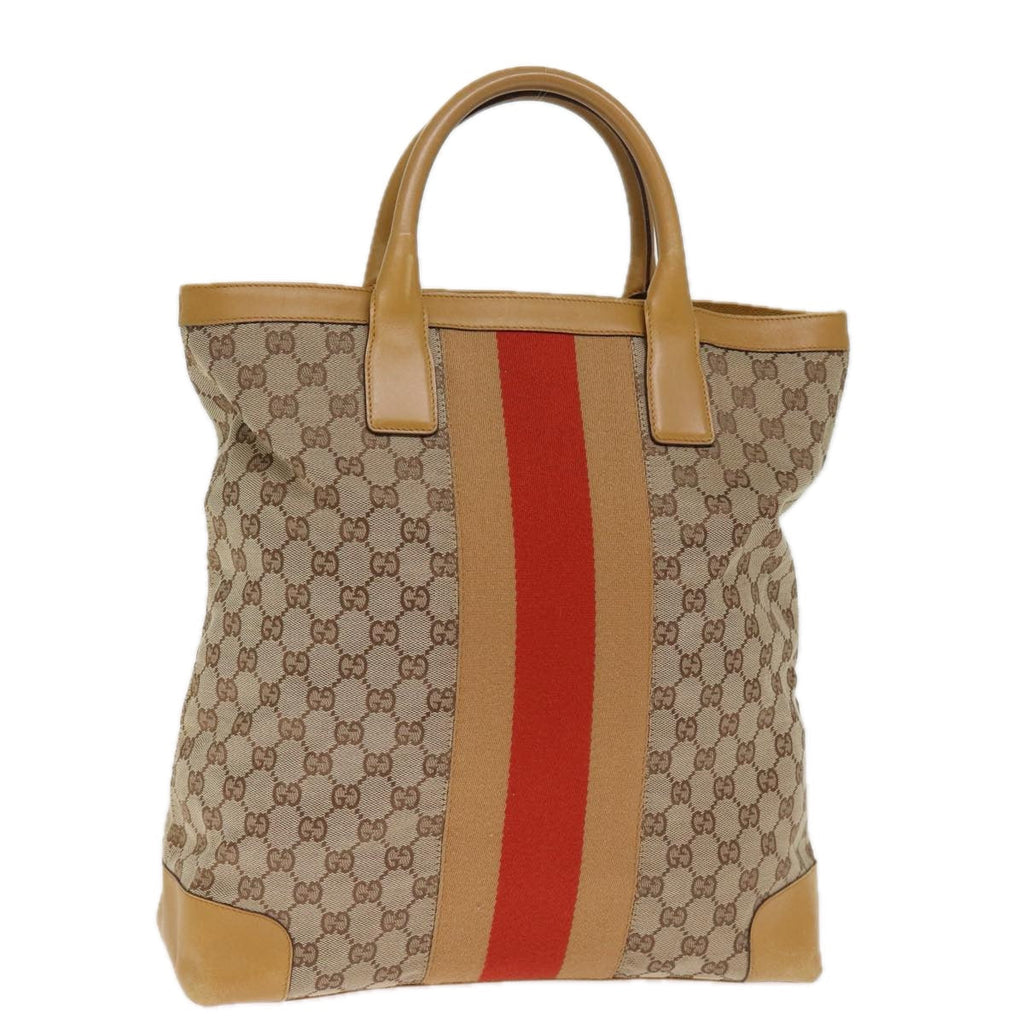 GUCCI GG Canvas Sherry Line Hand Bag Beige Red Brown 002 1093 74434