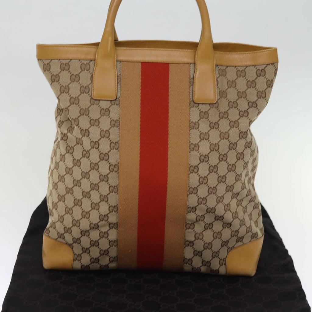 GUCCI GG Canvas Sherry Line Hand Bag Beige Red Brown 002 1093 74434