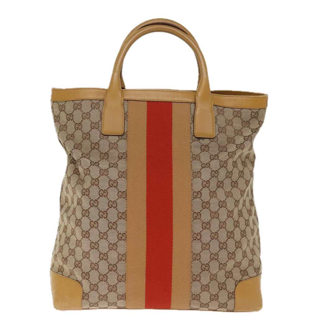GUCCI GG Canvas Sherry Line Hand Bag Beige Red Brown 002 1093 74434