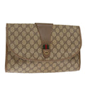 GUCCI GG Supreme Web Sherry Line Clutch Bag Beige Red Green 89 01 031 74490