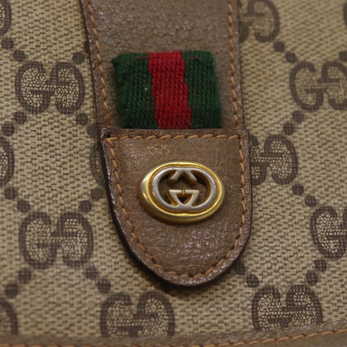 GUCCI GG Supreme Web Sherry Line Clutch Bag Beige Red Green 89 01 031 74490