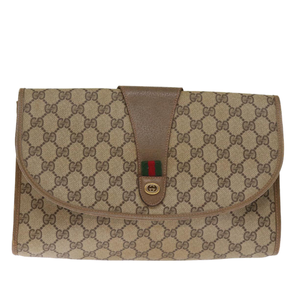 GUCCI GG Supreme Web Sherry Line Clutch Bag Beige Red Green 89 01 031 74490
