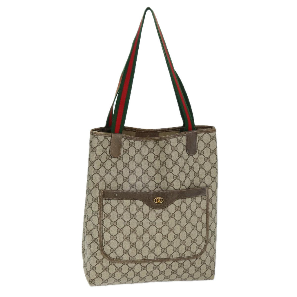GUCCI GG Supreme Web Sherry Line Tote Bag PVC Beige Red 39 02 003 74551