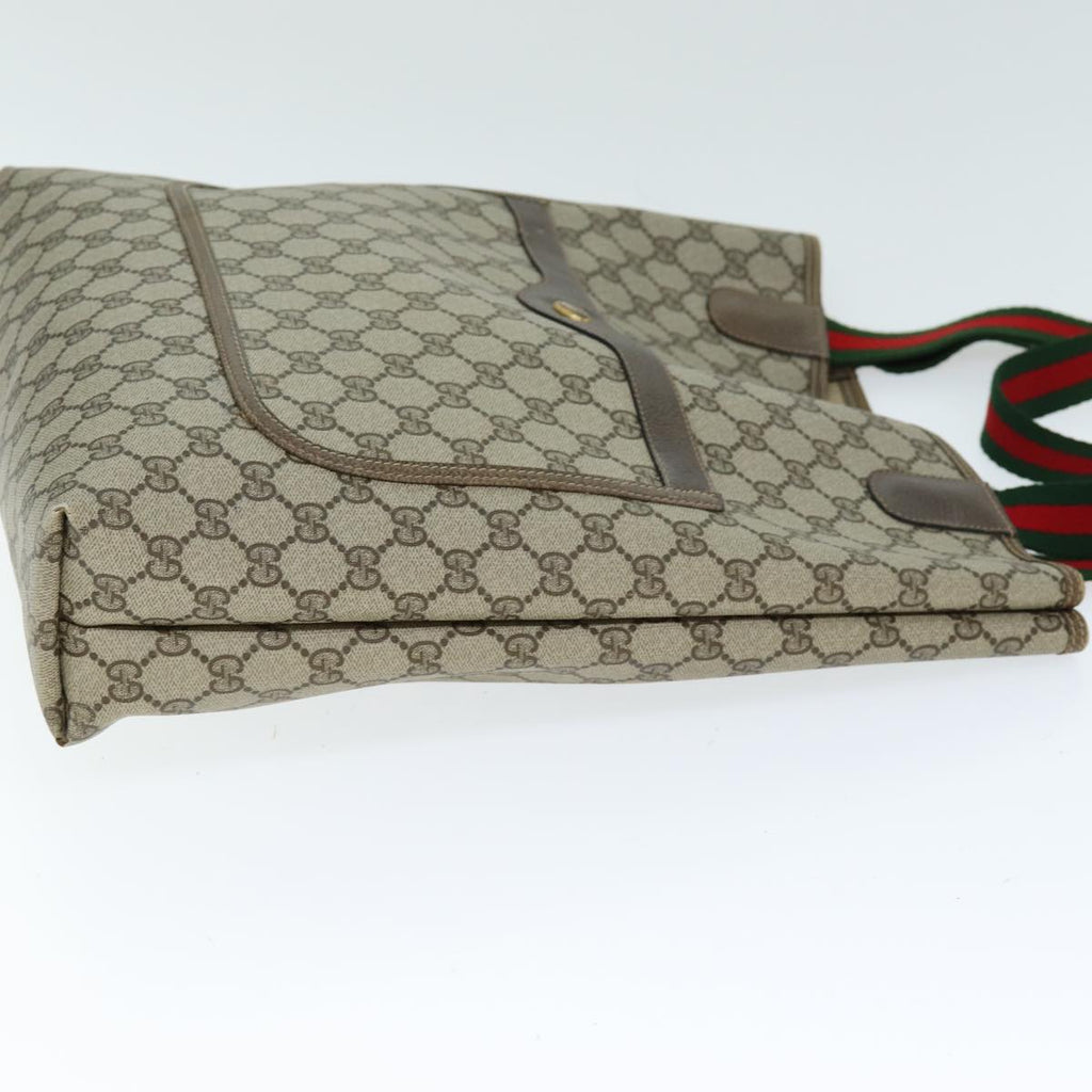 GUCCI GG Supreme Web Sherry Line Tote Bag PVC Beige Red 39 02 003 74551