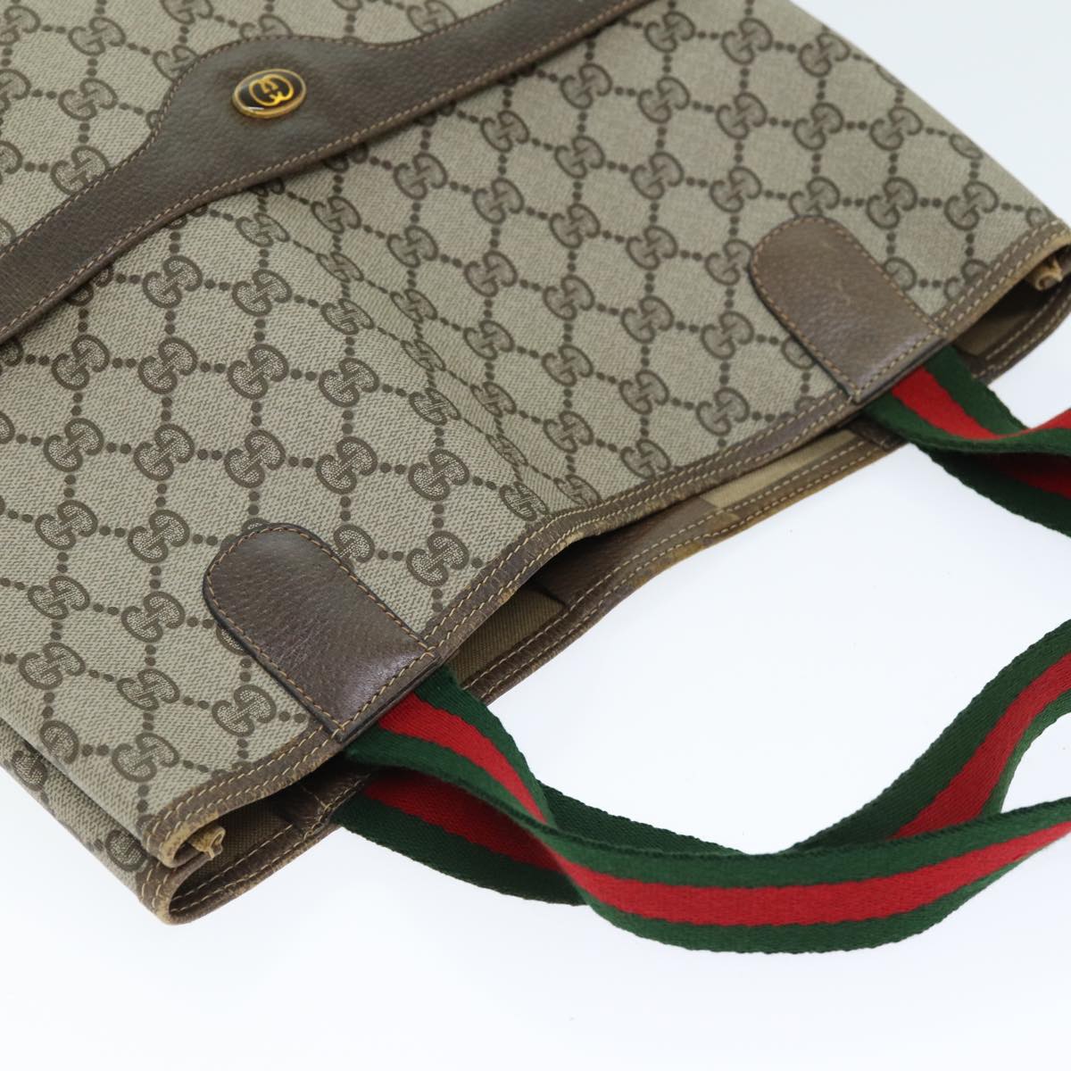 GUCCI GG Supreme Web Sherry Line Tote Bag PVC Beige Red 39 02 003 74551