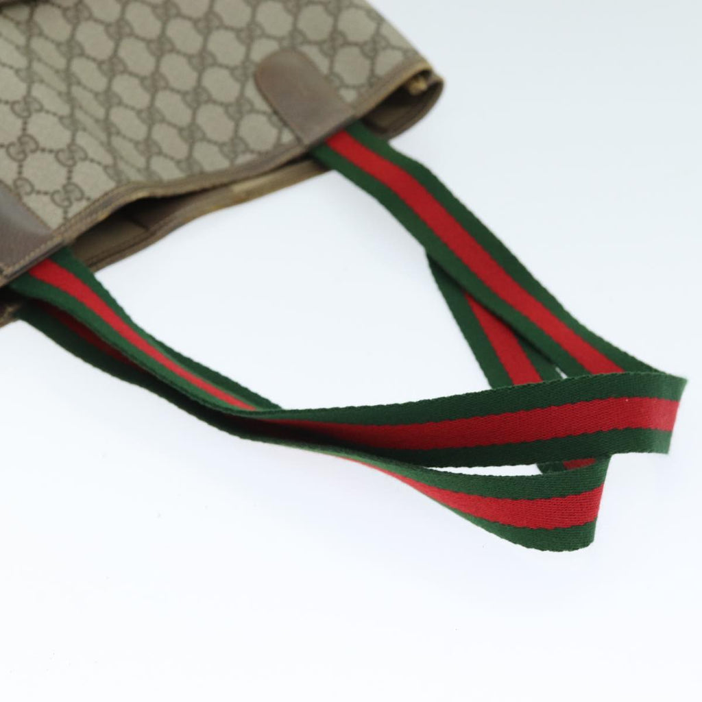GUCCI GG Supreme Web Sherry Line Tote Bag PVC Beige Red 39 02 003 74551