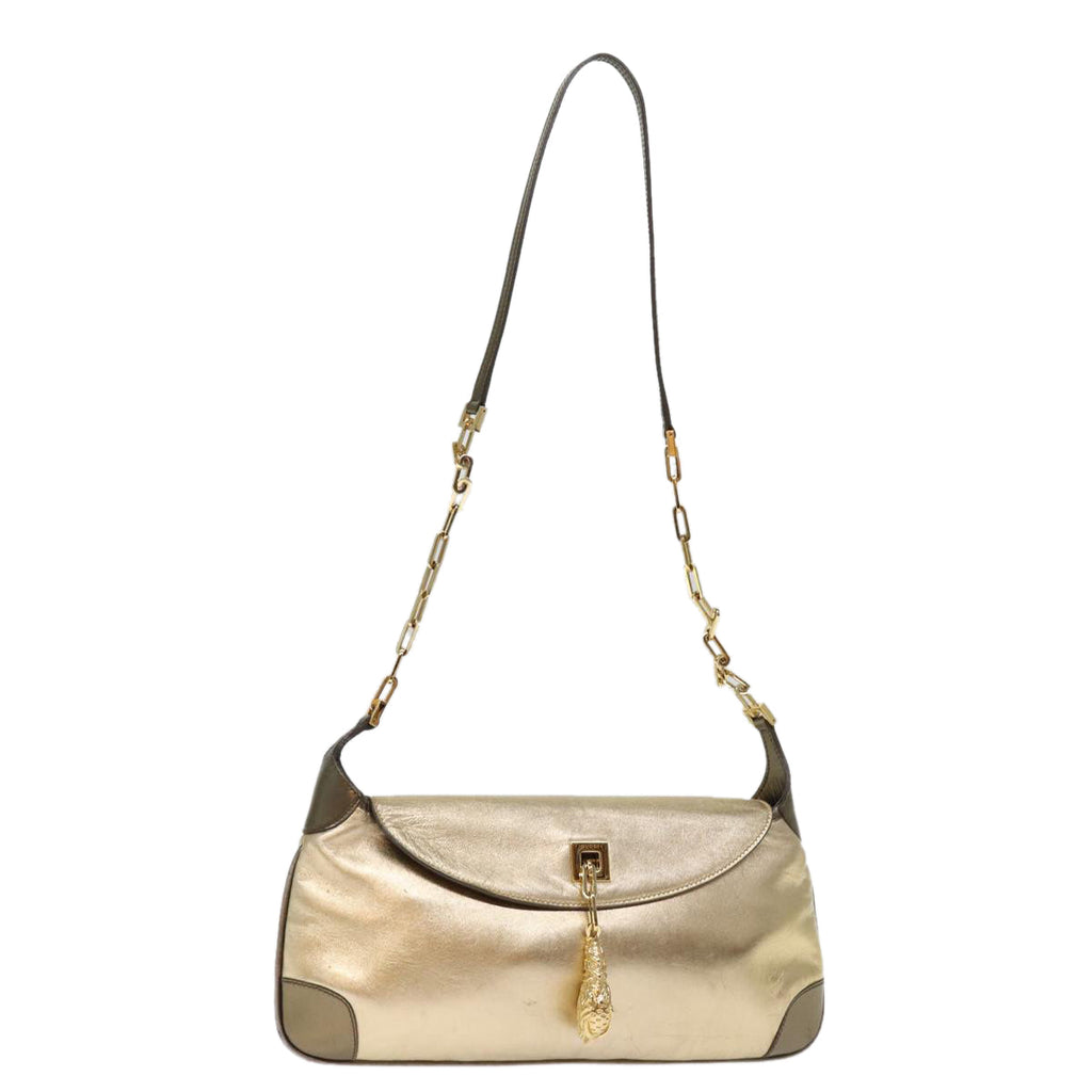 GUCCI Shoulder Bag Leather Gold 001 4113 2123 74555