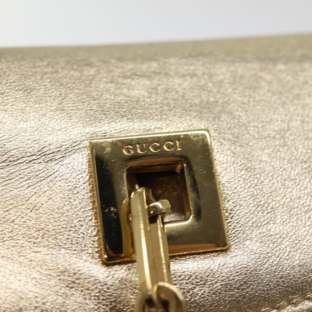 GUCCI Shoulder Bag Leather Gold 001 4113 2123 74555
