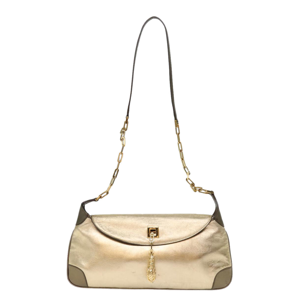GUCCI Shoulder Bag Leather Gold 001 4113 2123 74555