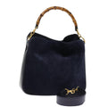 GUCCI Bamboo Shoulder Bag Suede 2way Navy 001 3754 1638 74561