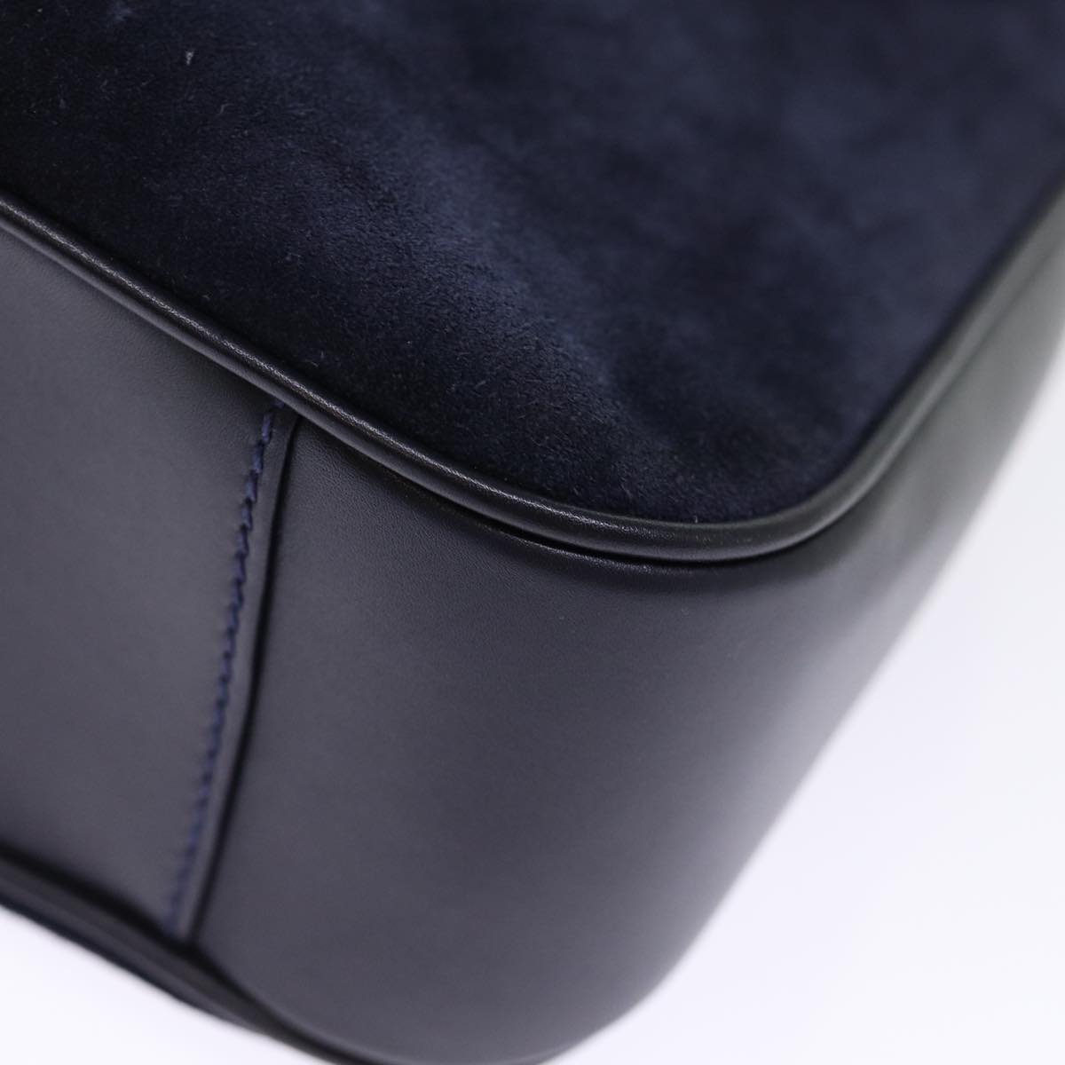 GUCCI Bamboo Shoulder Bag Suede 2way Navy 001 3754 1638 74561