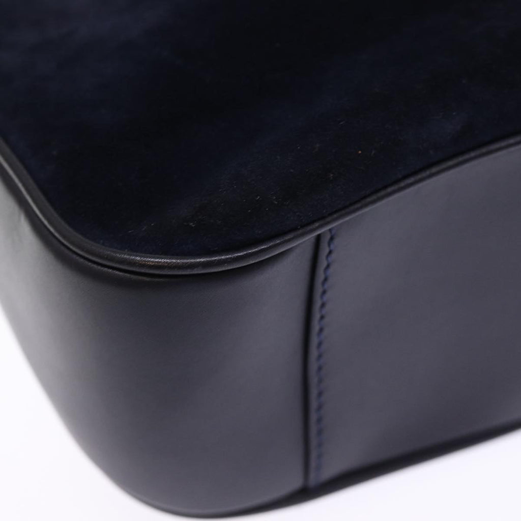 GUCCI Bamboo Shoulder Bag Suede 2way Navy 001 3754 1638 74561