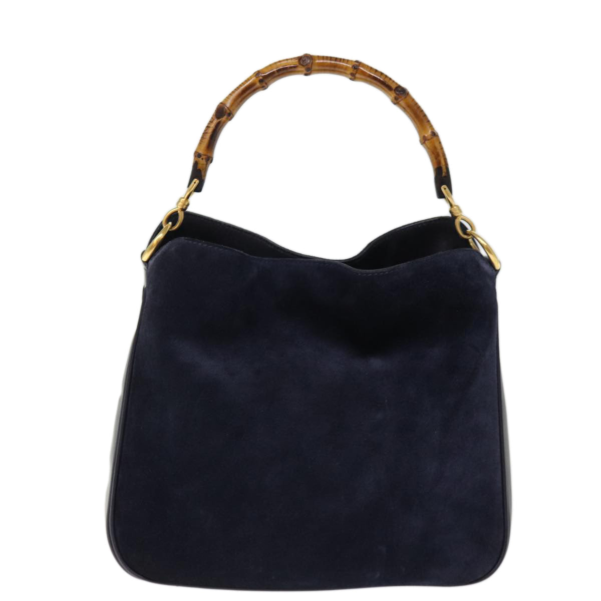 GUCCI Bamboo Shoulder Bag Suede 2way Navy 001 3754 1638 74561