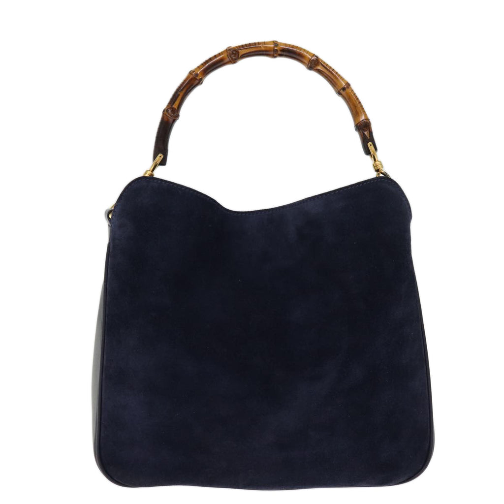 GUCCI Bamboo Shoulder Bag Suede 2way Navy 001 3754 1638 74561