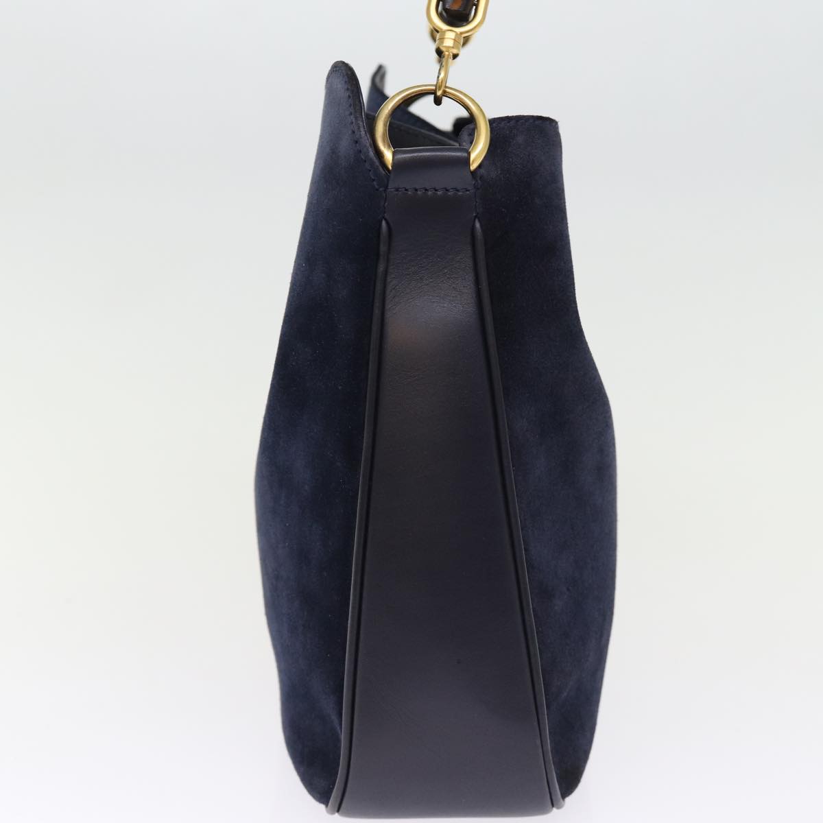 GUCCI Bamboo Shoulder Bag Suede 2way Navy 001 3754 1638 74561