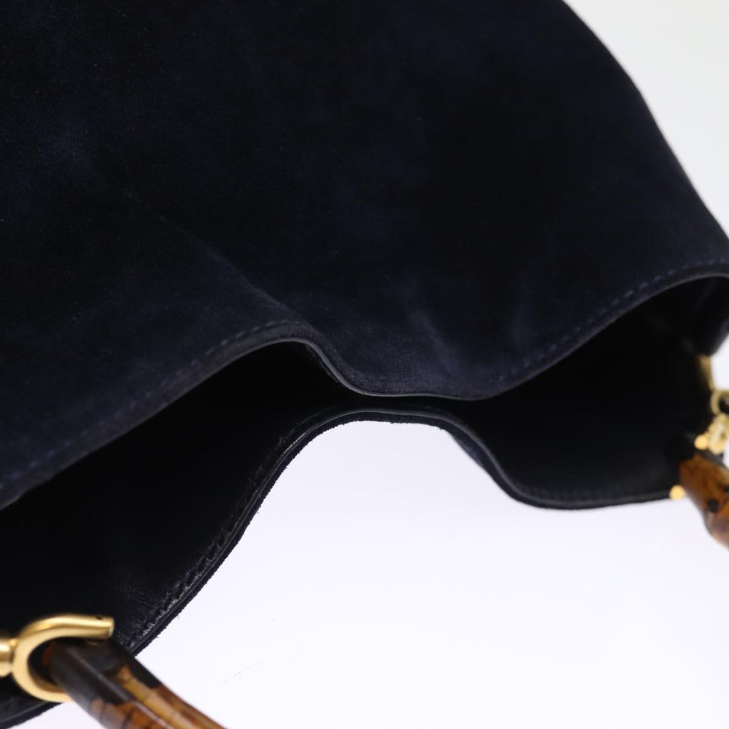GUCCI Bamboo Shoulder Bag Suede 2way Navy 001 3754 1638 74561