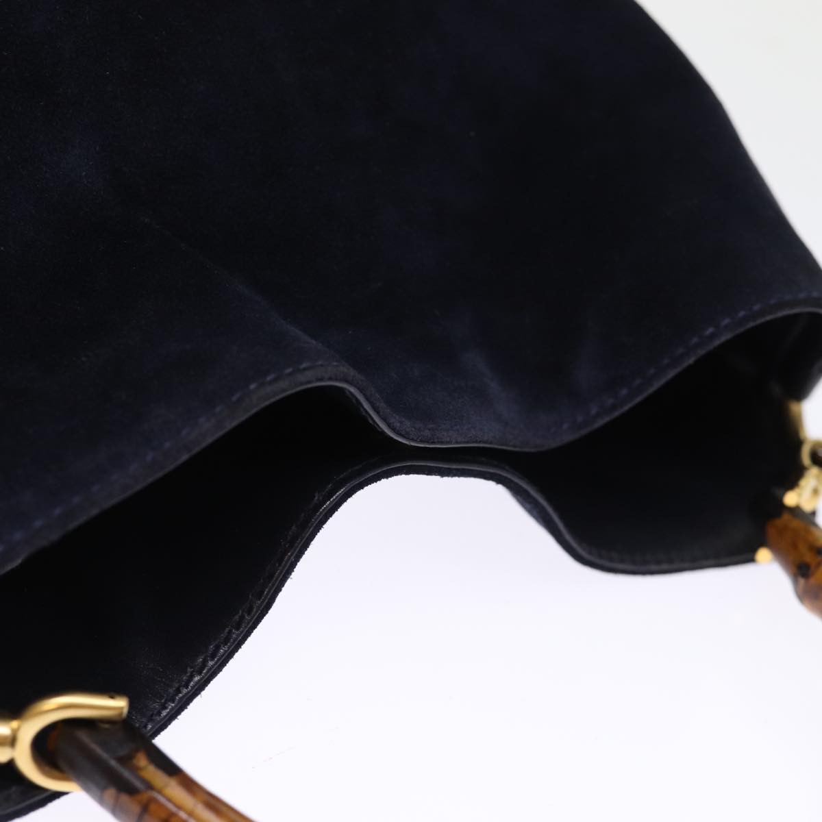 GUCCI Bamboo Shoulder Bag Suede 2way Navy 001 3754 1638 74561