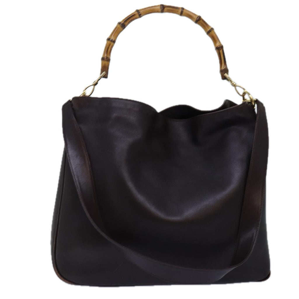 GUCCI Bamboo Shoulder Bag Leather 2way Black 001 1577 74564