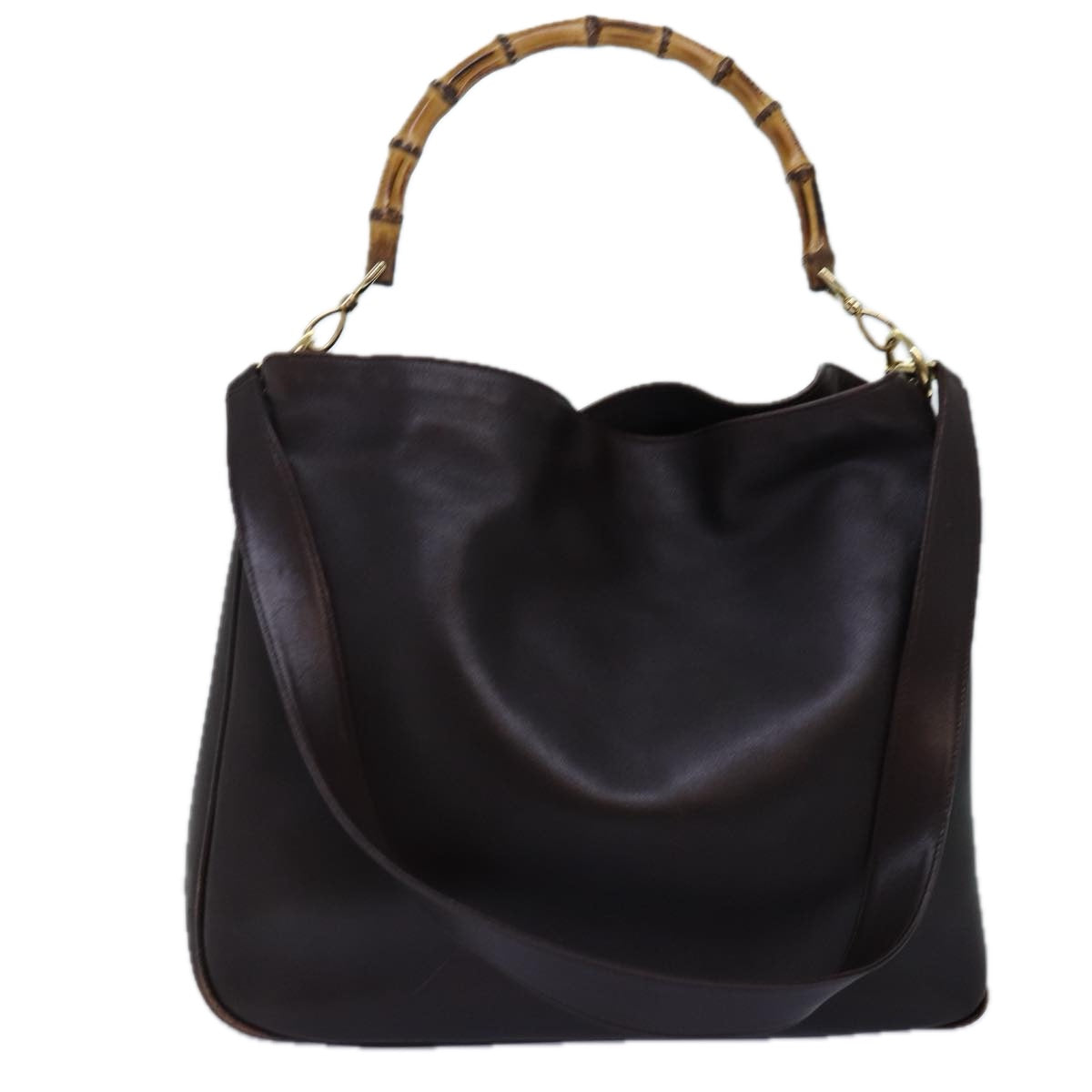 GUCCI Bamboo Shoulder Bag Leather 2way Black 001 1577 74564