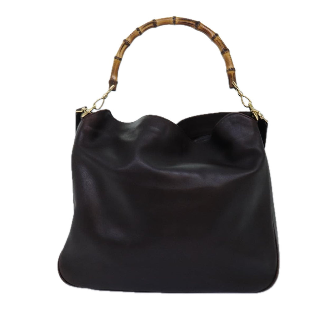 GUCCI Bamboo Shoulder Bag Leather 2way Black 001 1577 74564