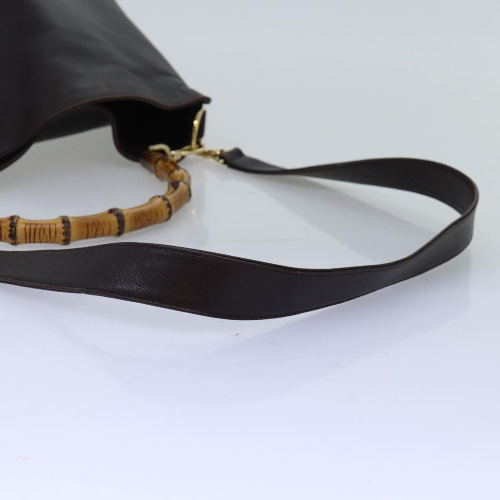 GUCCI Bamboo Shoulder Bag Leather 2way Black 001 1577 74564