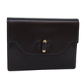 GUCCI Clutch Bag Leather Brown 74596