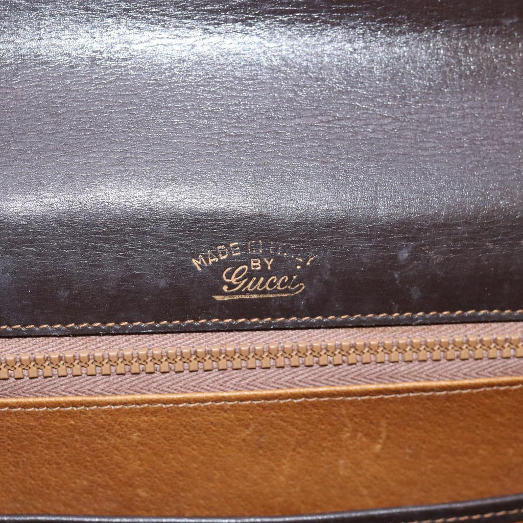 GUCCI Clutch Bag Leather Brown 74596