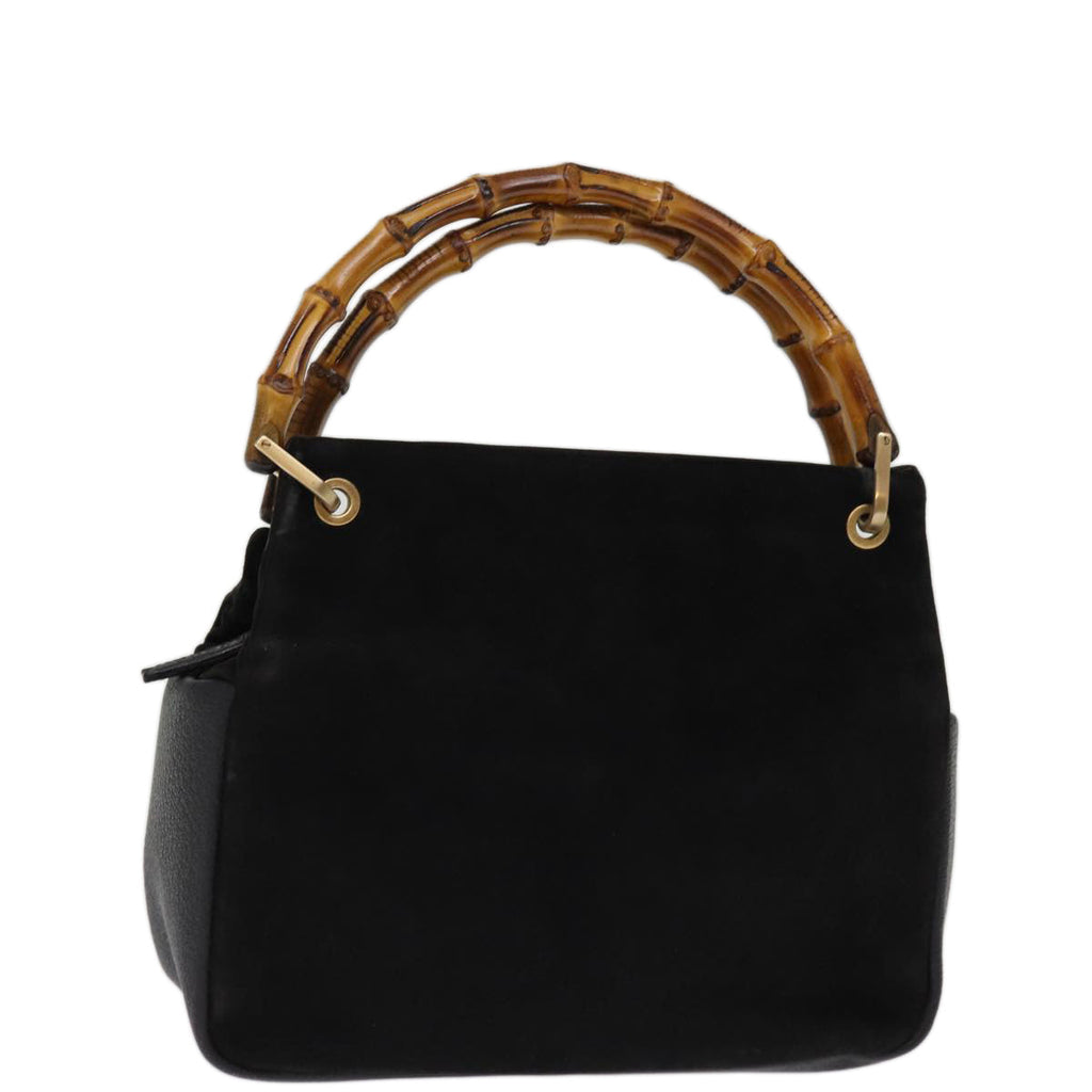 GUCCI Bamboo Hand Bag Suede Black 000 3444 0575 74613