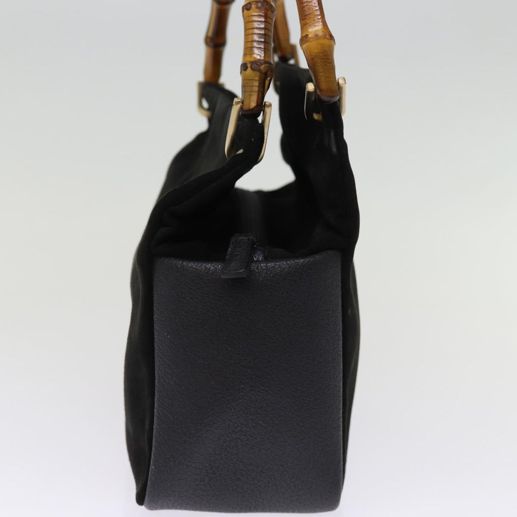 GUCCI Bamboo Hand Bag Suede Black 000 3444 0575 74613