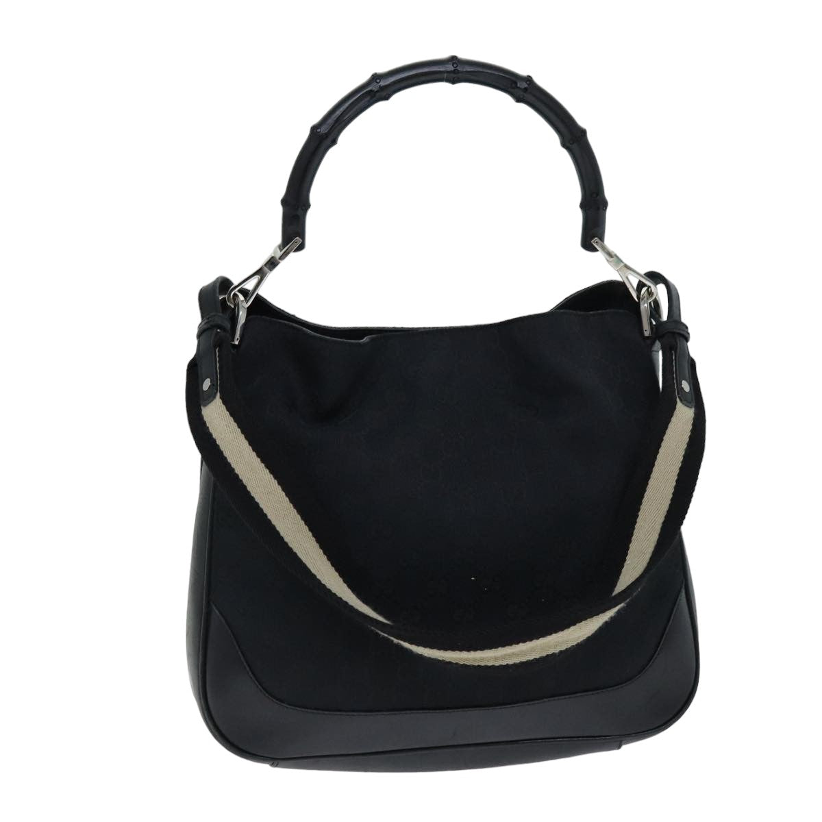 GUCCI Bamboo GG Canvas Shoulder Bag 2way Black 001 4095 74641