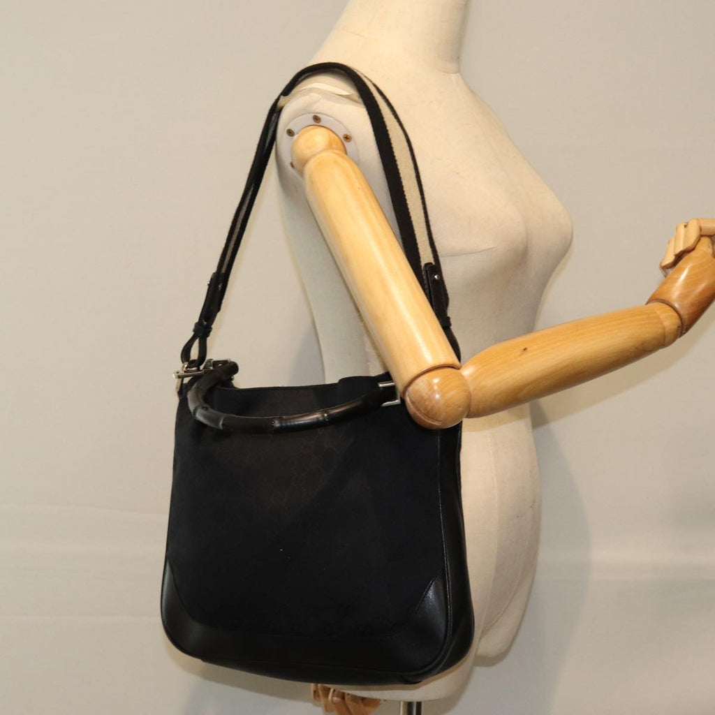 GUCCI Bamboo GG Canvas Shoulder Bag 2way Black 001 4095 74641