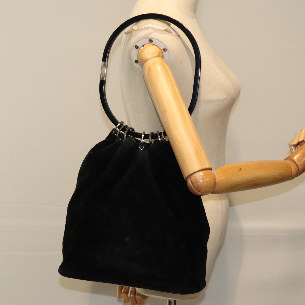 GUCCI Hand Bag Suede Outlet Black 001 3738 74647