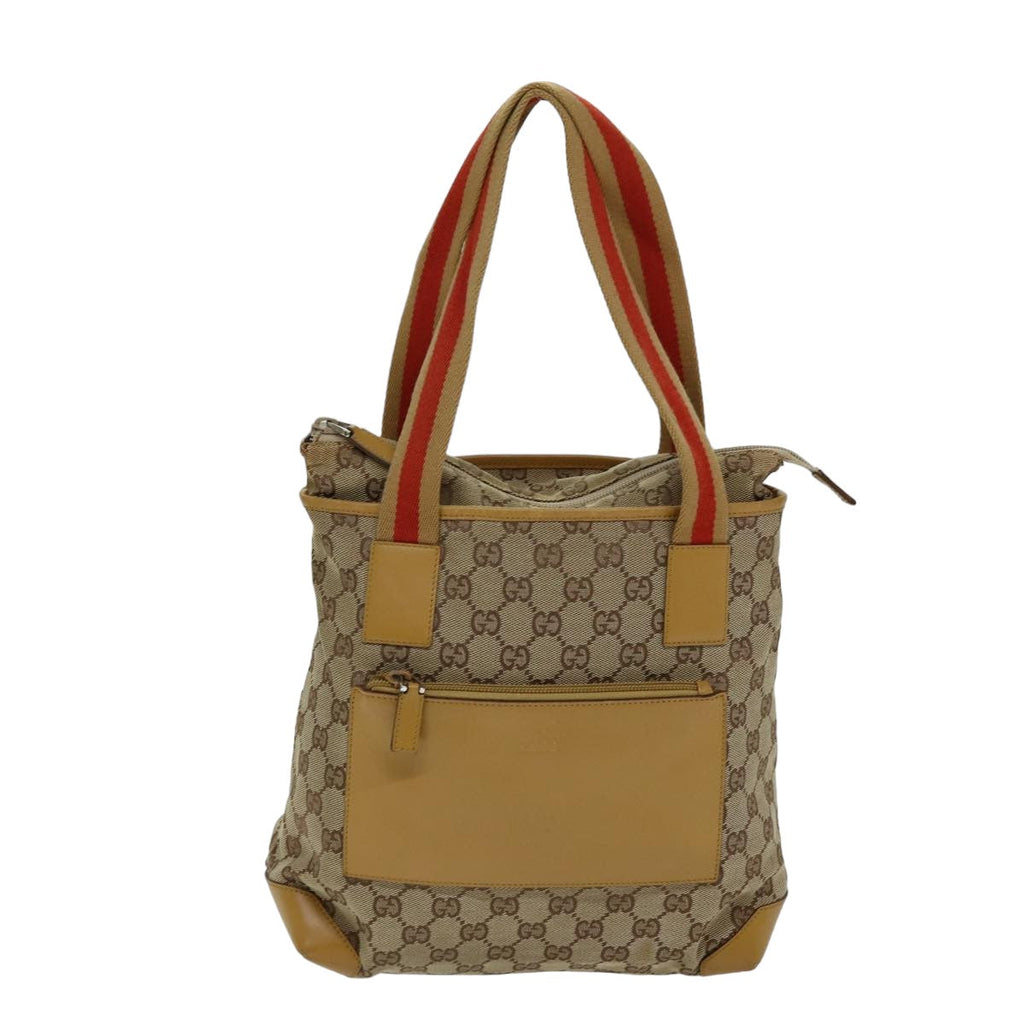 GUCCI GG Canvas Sherry Line Hand Bag Beige Red Brown 019 0402 1705 74648
