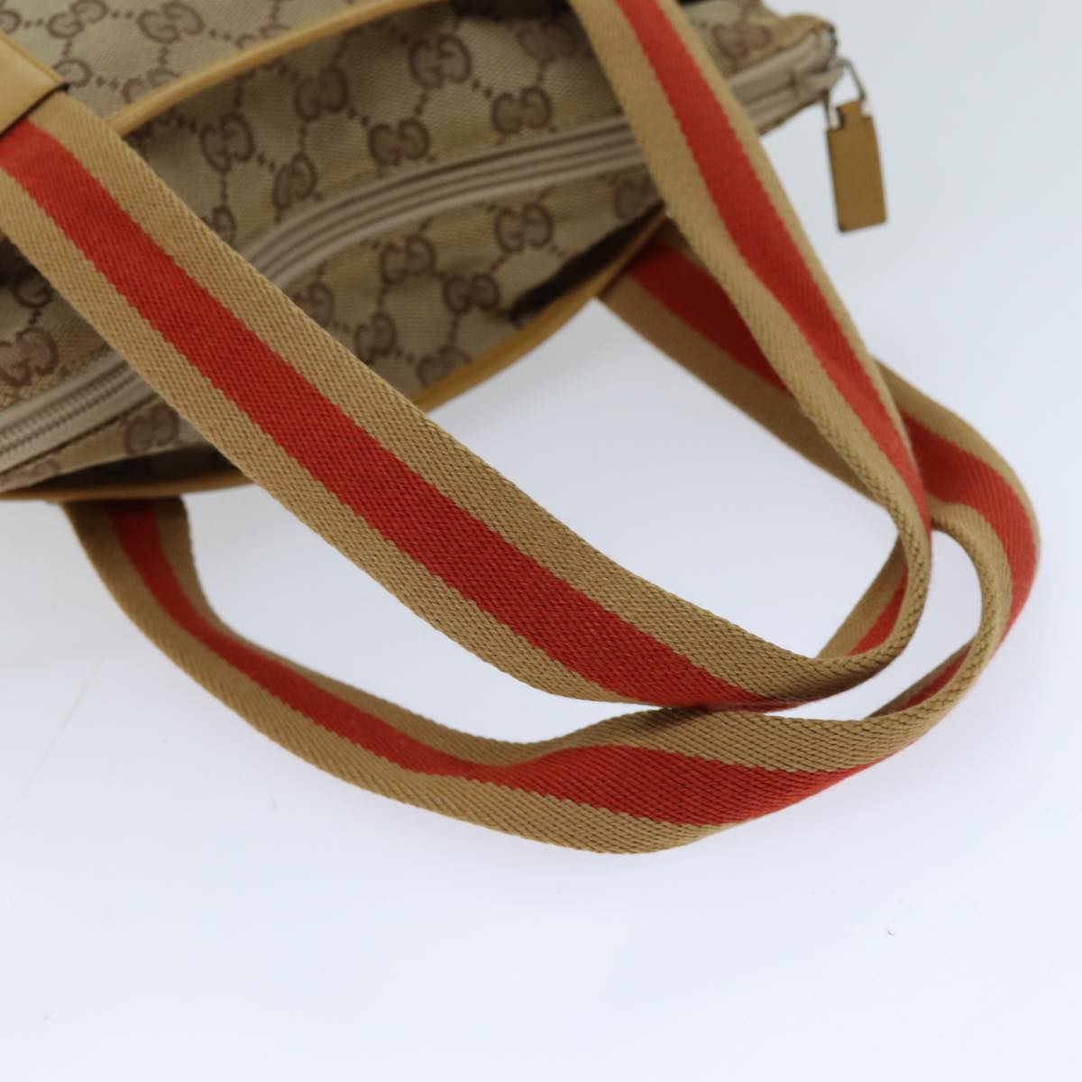 GUCCI GG Canvas Sherry Line Hand Bag Beige Red Brown 019 0402 1705 74648